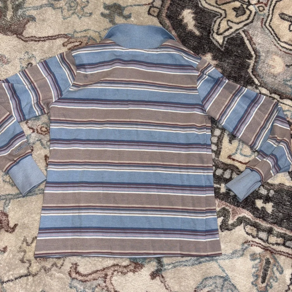 Vintage OshKosh BGosh Blue  Striped‎ Long Sleeve Shirt 6 made In USA